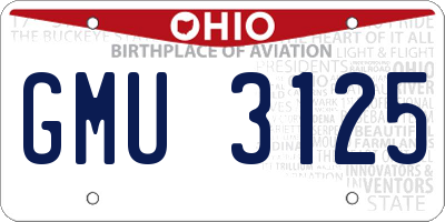 OH license plate GMU3125