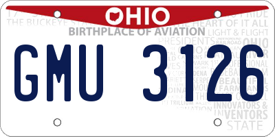 OH license plate GMU3126