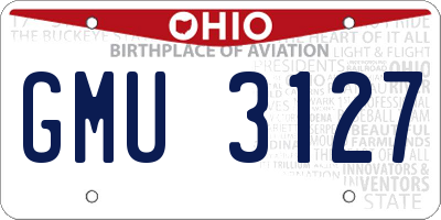 OH license plate GMU3127