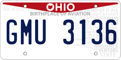 OH license plate GMU3136