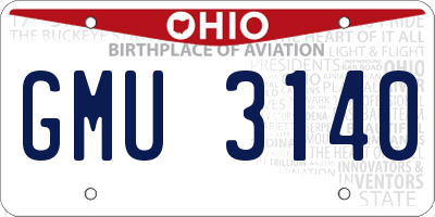 OH license plate GMU3140