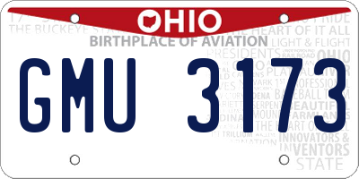 OH license plate GMU3173