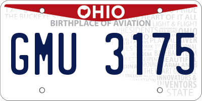 OH license plate GMU3175