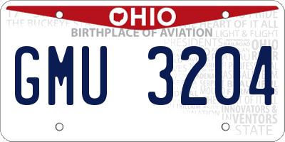 OH license plate GMU3204
