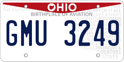 OH license plate GMU3249