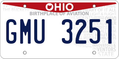 OH license plate GMU3251