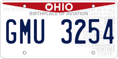 OH license plate GMU3254