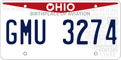 OH license plate GMU3274