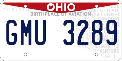 OH license plate GMU3289