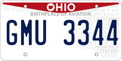 OH license plate GMU3344