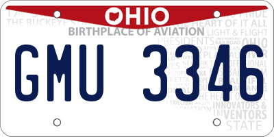 OH license plate GMU3346