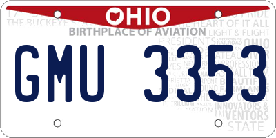 OH license plate GMU3353