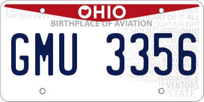 OH license plate GMU3356