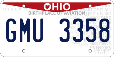 OH license plate GMU3358