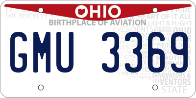 OH license plate GMU3369
