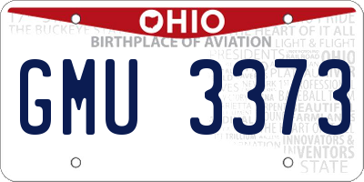 OH license plate GMU3373