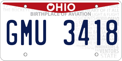OH license plate GMU3418