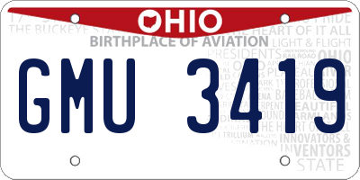 OH license plate GMU3419