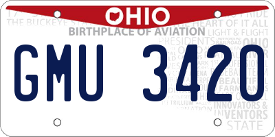 OH license plate GMU3420