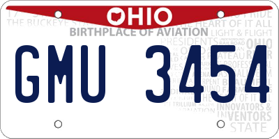 OH license plate GMU3454