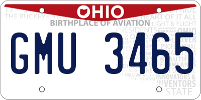 OH license plate GMU3465