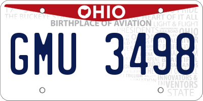 OH license plate GMU3498