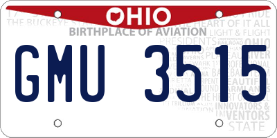 OH license plate GMU3515