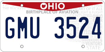 OH license plate GMU3524