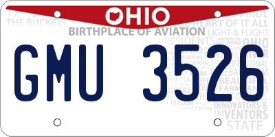 OH license plate GMU3526
