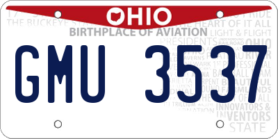 OH license plate GMU3537