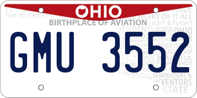 OH license plate GMU3552