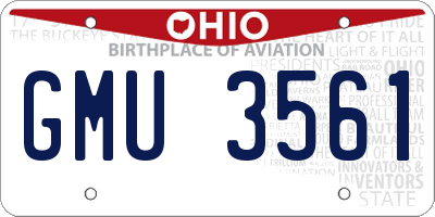 OH license plate GMU3561
