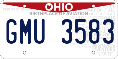 OH license plate GMU3583