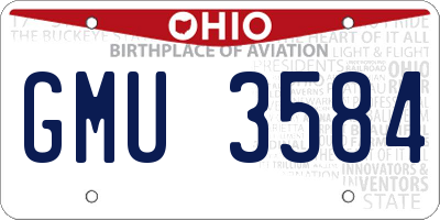 OH license plate GMU3584