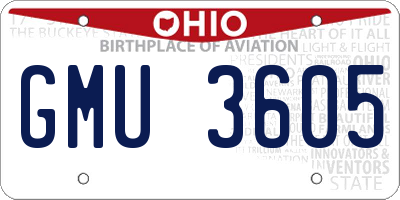 OH license plate GMU3605