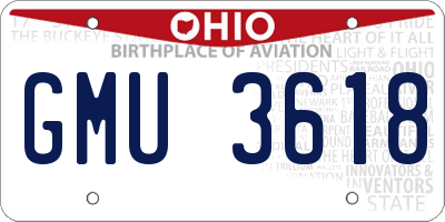 OH license plate GMU3618
