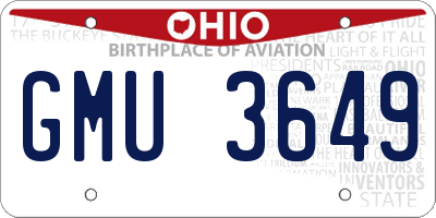 OH license plate GMU3649