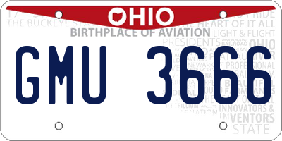 OH license plate GMU3666
