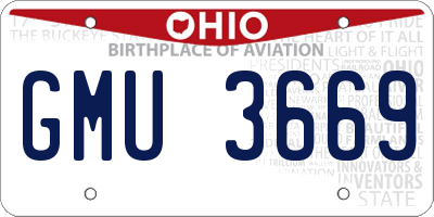 OH license plate GMU3669