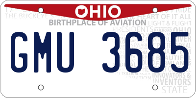 OH license plate GMU3685