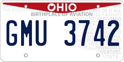 OH license plate GMU3742