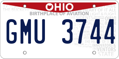 OH license plate GMU3744