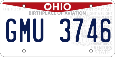 OH license plate GMU3746