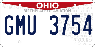 OH license plate GMU3754