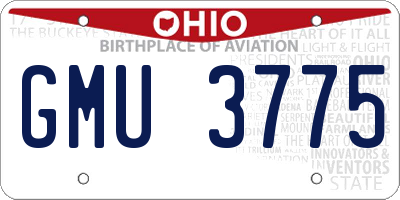 OH license plate GMU3775