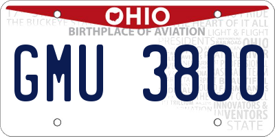 OH license plate GMU3800