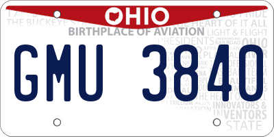 OH license plate GMU3840