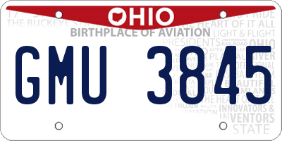 OH license plate GMU3845