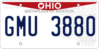 OH license plate GMU3880
