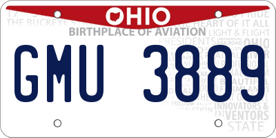 OH license plate GMU3889